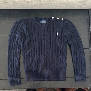 Polo by Ralph Lauren Navy Cable Knit Sweater- GIRLS